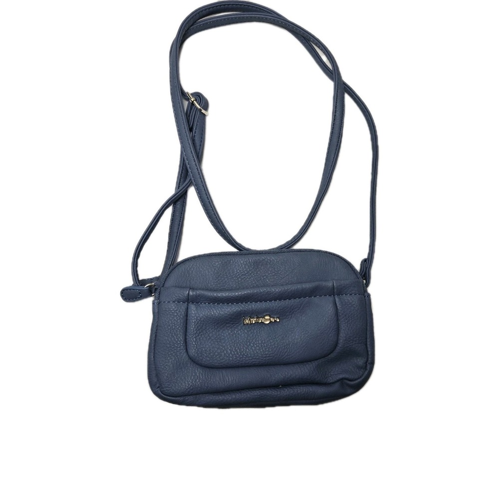 MultiSac Mini Crossbody Bag Purse Faux Leather Blue Pockets Stadium Approved